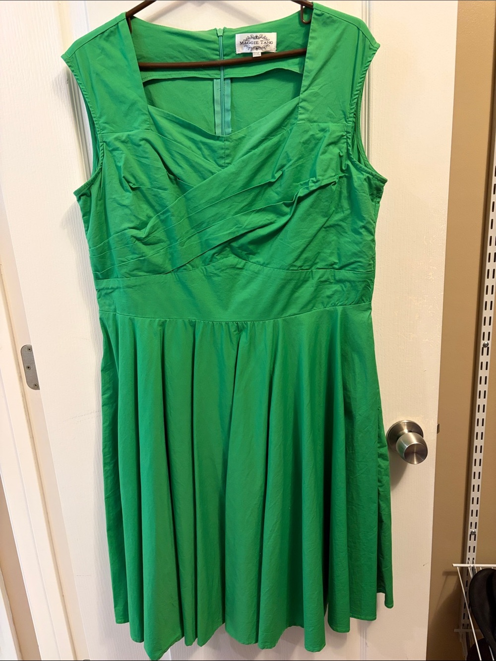 Maggie Tang Green Sleeveless Midi Fit-and-Flare Dress